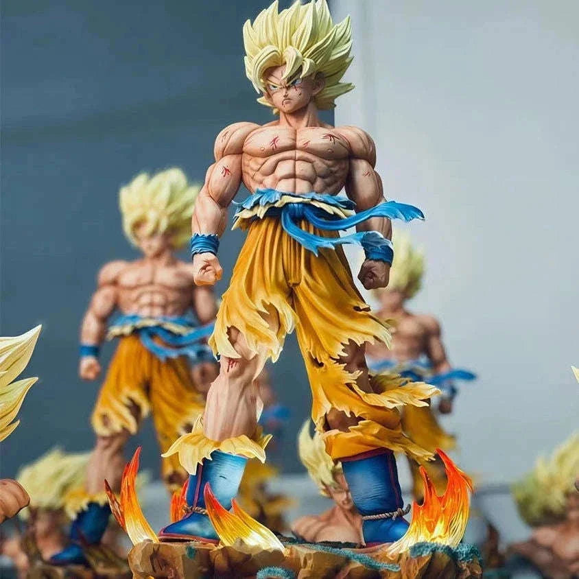 Dragon Ball Z Super Saiyan Son Goku Figure LED SSJ Action Figurines Collection 34 CM