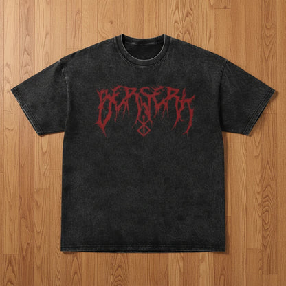 Berserk Graphic Oversized Tee – vintage-washed cotton with bold Berserk logo print, relaxed oversized fit