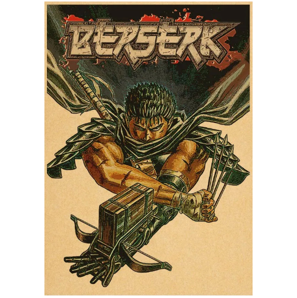 Berserk Anime Canvas Art Set – giclee print on polyester canvas featuring iconic Berserk manga artwork, unframed wall art