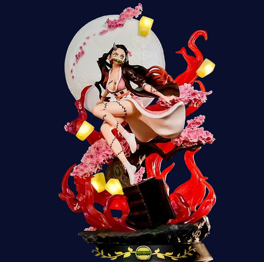 Demon Slayer Nezuko Kamado LED anime figure, illuminated collectible statue for fans
