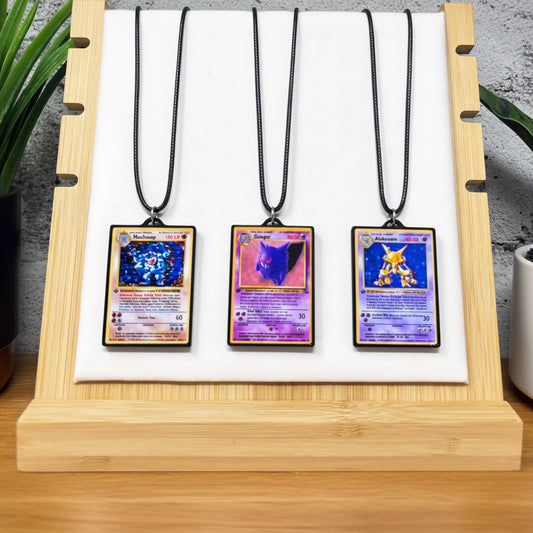 Pokemon card necklace featuring Pokédex numbers 51-100, anime collectible jewelry
